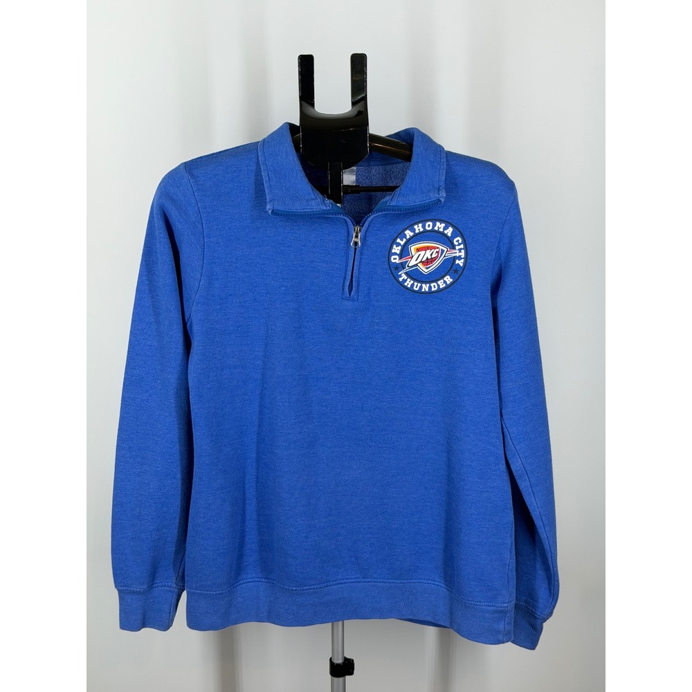 Oklahoma City Thunder NBA Quarter Zip Sweatshirt Blue Heathered XL Pullover